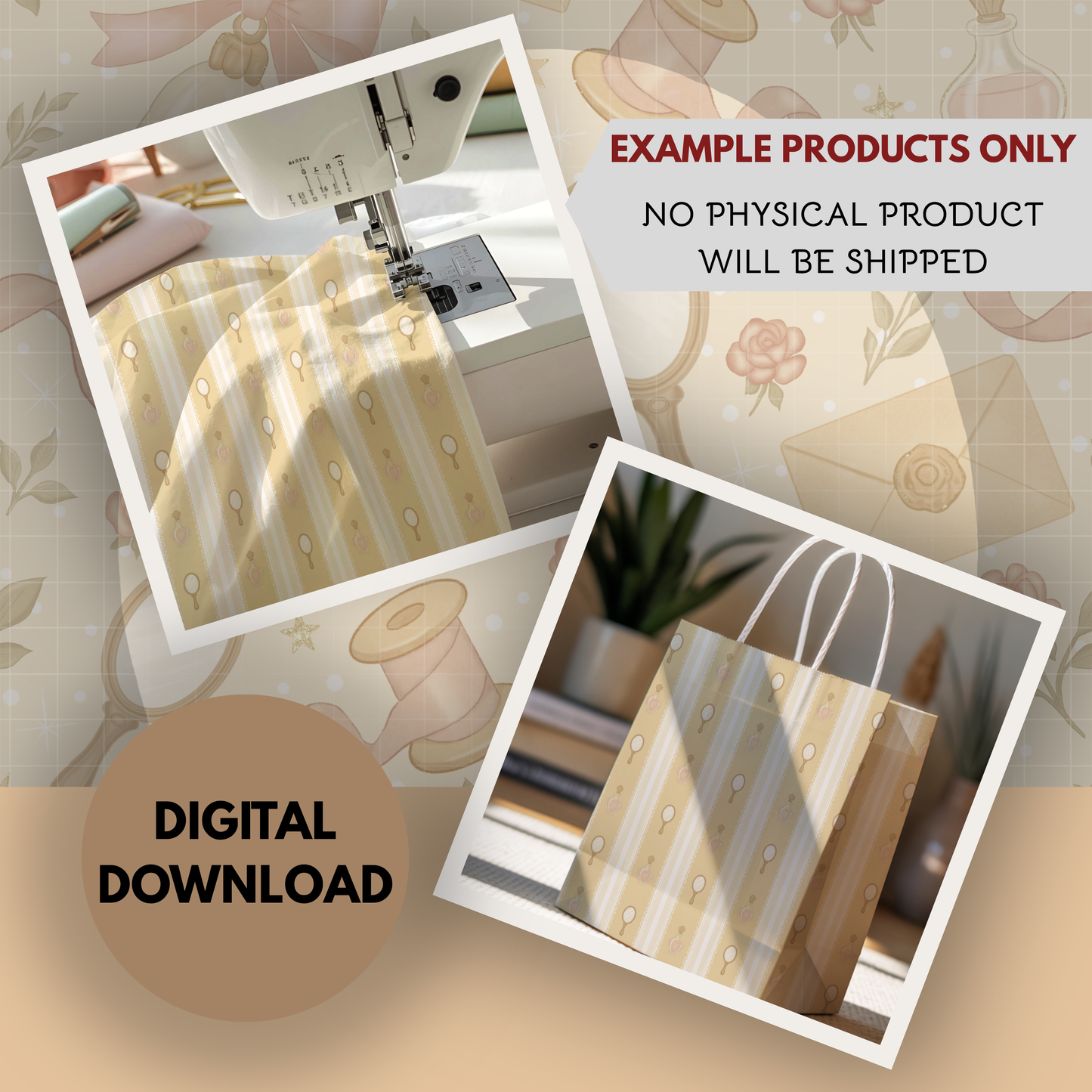 Winter Pink Coquette Bundle Seamless Hand Drawn Digital Pattern | 300 DPI PNG | Instant Download