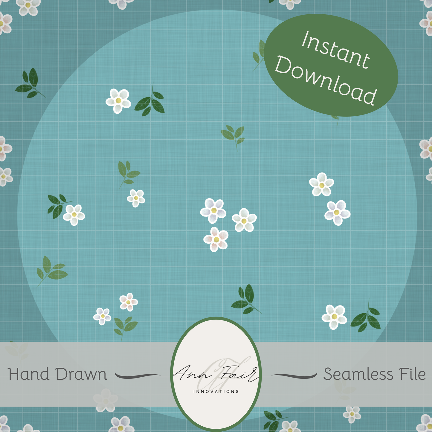 Spring Daisies Seamless Hand Drawn Digital Pattern | 300 DPI PNG | Instant Download