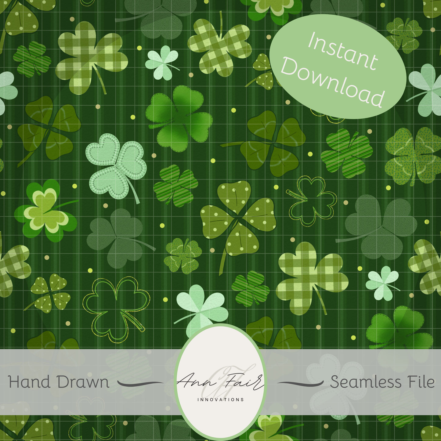 Lucky Clover Complete Collection Bundle Seamless Hand Drawn Digital Pattern | 300 DPI PNG | Instant Download