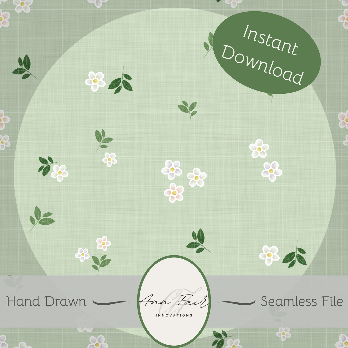Spring Daisies Seamless Hand Drawn Digital Pattern | 300 DPI PNG | Instant Download