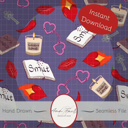 My Smutty Valentine Seamless Hand Drawn Digital Pattern | 300 DPI PNG | Instant Download | 4 background colors | Dark Romance