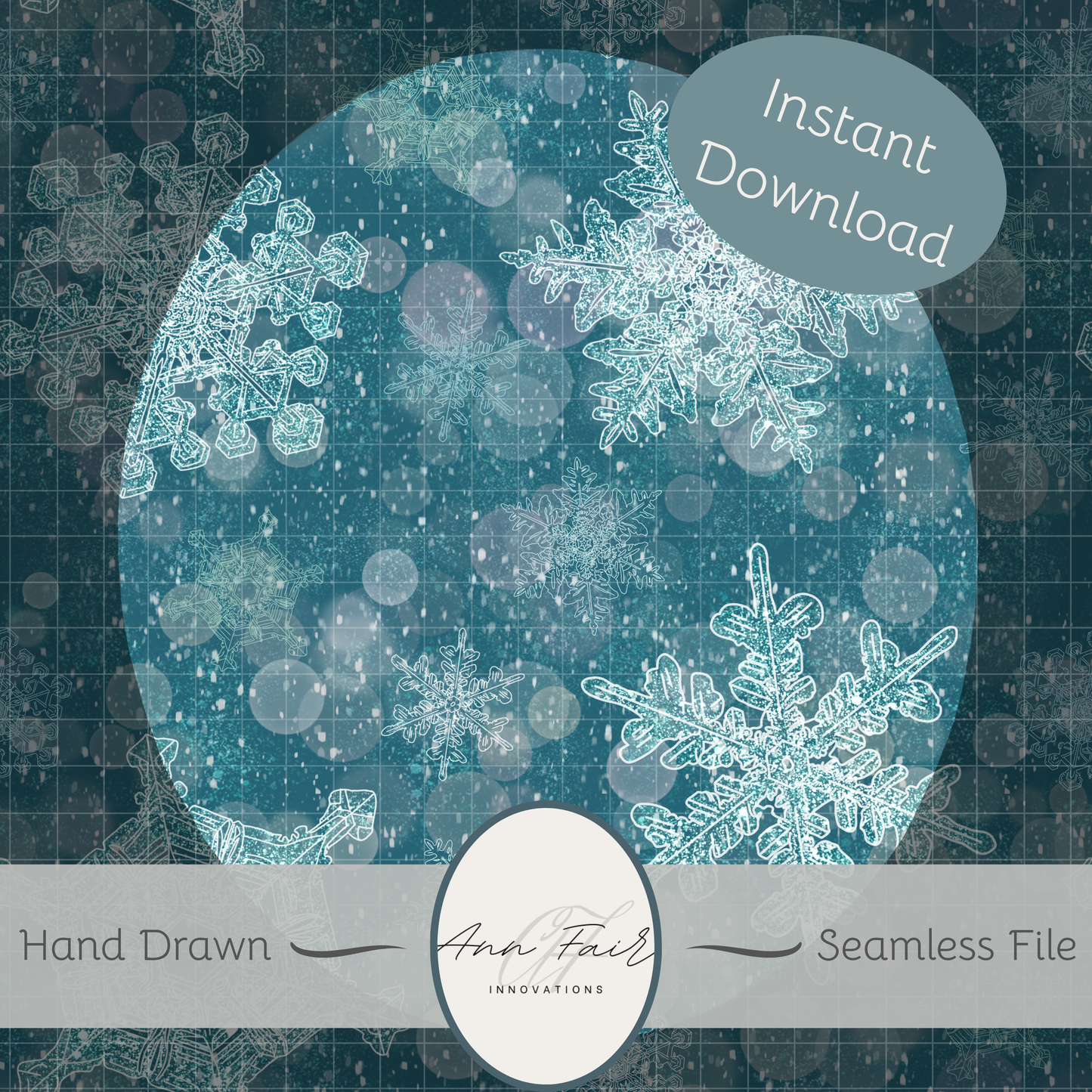 Snowflake Dreams Seamless Hand Drawn Digital Pattern | 2 backgrounds | 300 DPI PNG | Instant Download