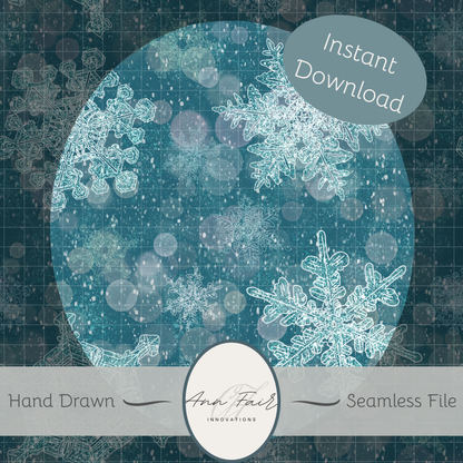 Snowflake Dreams Seamless Hand Drawn Digital Pattern | 2 backgrounds | 300 DPI PNG | Instant Download