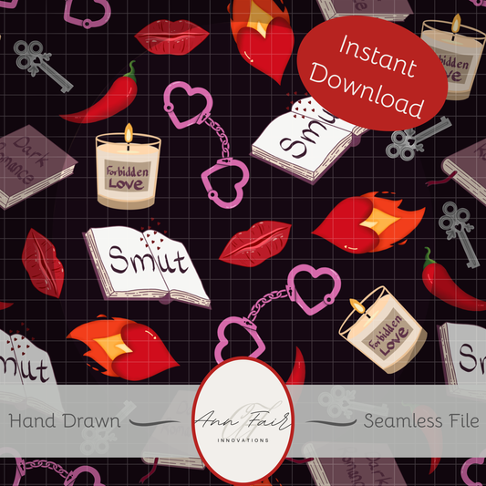 My Smutty Valentine Seamless Hand Drawn Digital Pattern | 300 DPI PNG | Instant Download | 4 background colors | Dark Romance