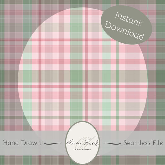 Coquette Plaid Seamless Hand Drawn Digital Pattern | 300 DPI PNG | Instant Download