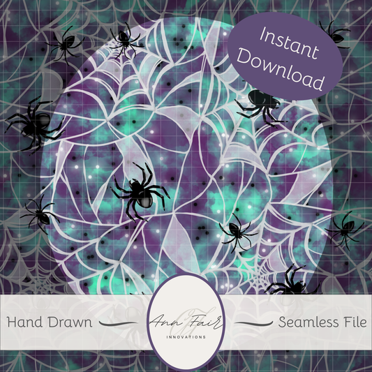 Spooky Spider Webs Seamless Hand Drawn Digital Pattern | 300 DPI PNG | Instant Download