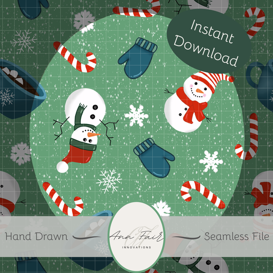 Snow Days Seamless Hand Drawn Digital Pattern | 300 DPI PNG | Instant Download