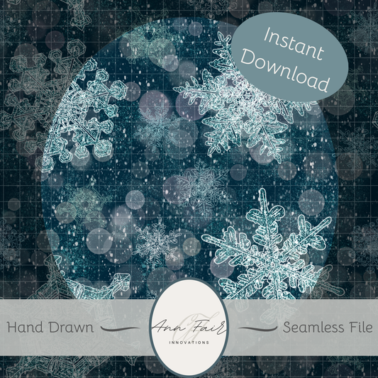 Snowflake Dreams Seamless Hand Drawn Digital Pattern | 2 backgrounds | 300 DPI PNG | Instant Download