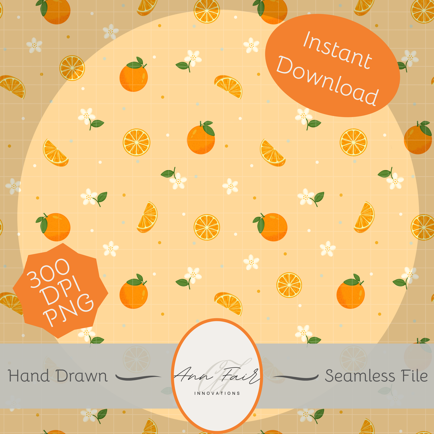 Sparkling Citrus Complete Collection Mega Bundle Seamless Hand Drawn Digital Pattern | 300 DPI PNG | Instant Download