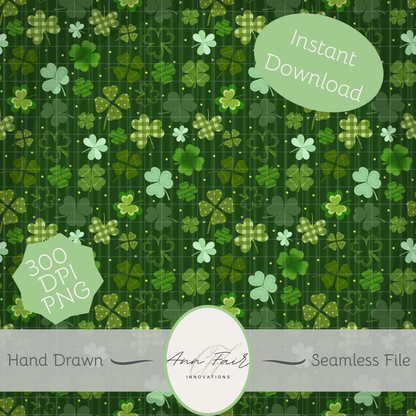 Lucky Clover Complete Collection Bundle Seamless Hand Drawn Digital Pattern | 300 DPI PNG | Instant Download