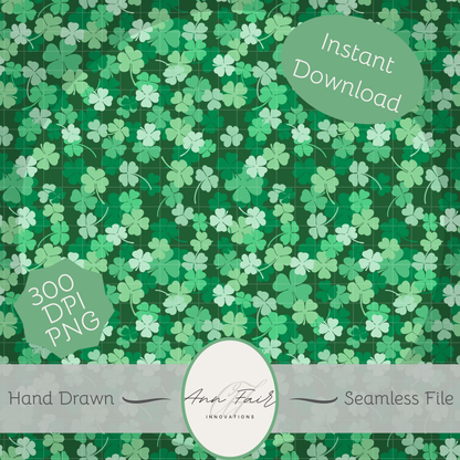 Clover Patch Complete Collection Bundle Seamless Hand Drawn Digital Pattern | 300 DPI PNG | Instant Download