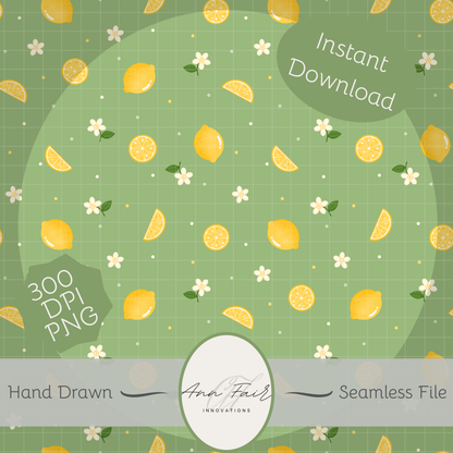 Sparkling Citrus Complete Collection Mega Bundle Seamless Hand Drawn Digital Pattern | 300 DPI PNG | Instant Download