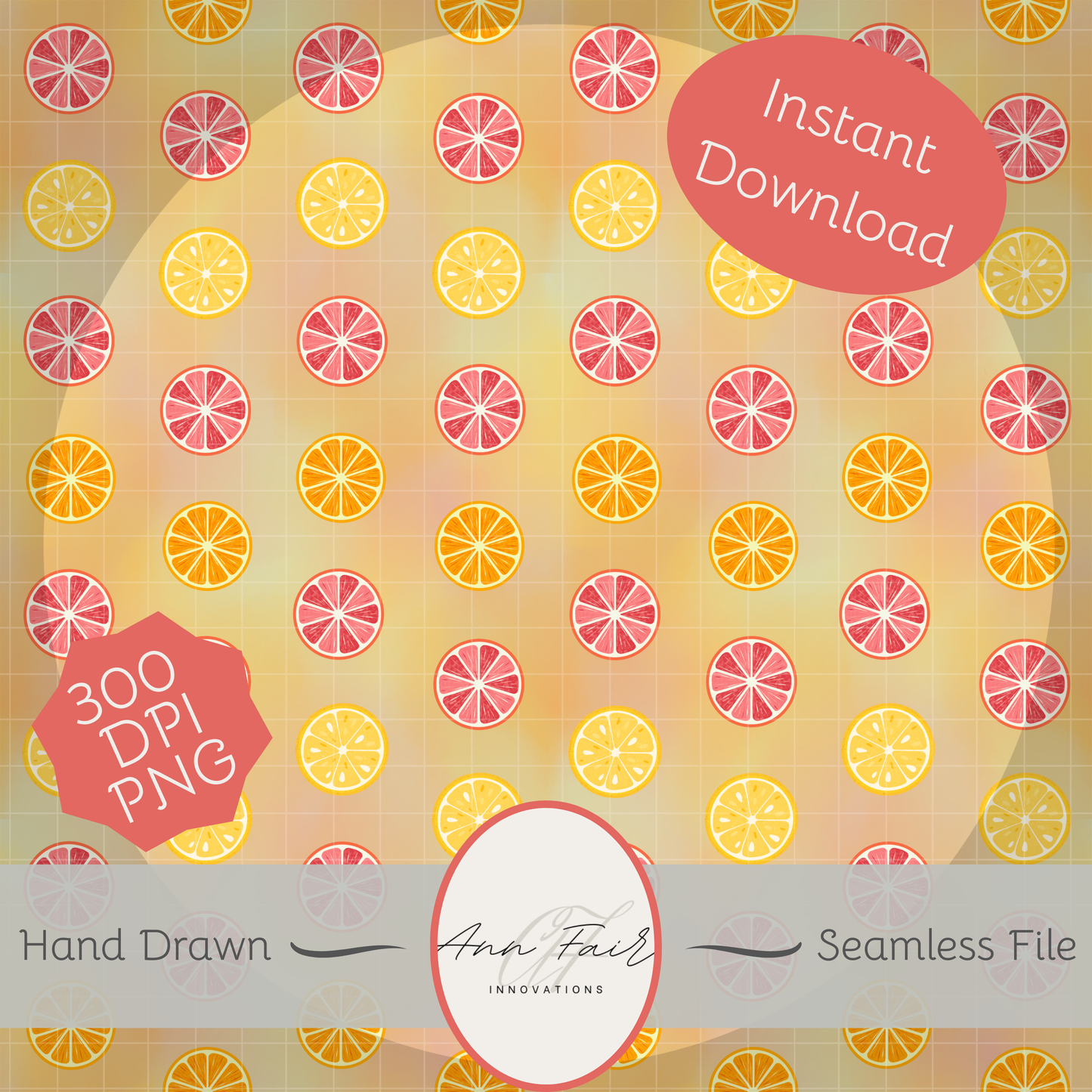 Sparkling Citrus Complete Collection Mega Bundle Seamless Hand Drawn Digital Pattern | 300 DPI PNG | Instant Download