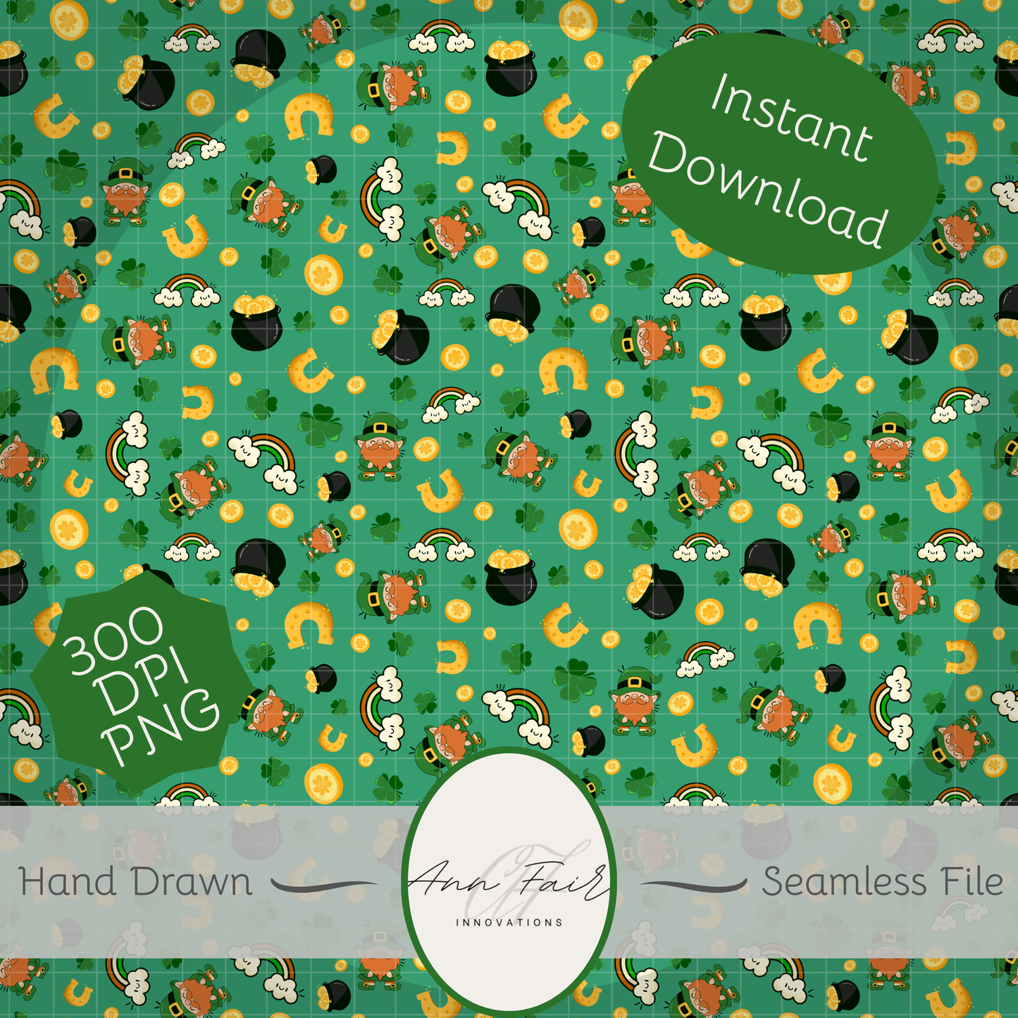 Leprechaun Dreams Complete Collection Bundle Seamless Hand Drawn Digital Pattern | 300 DPI PNG | Instant Download