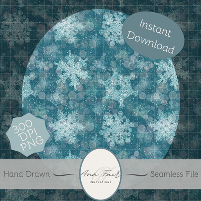 Snowflake Dreams Seamless Hand Drawn Digital Pattern | 2 backgrounds | 300 DPI PNG | Instant Download