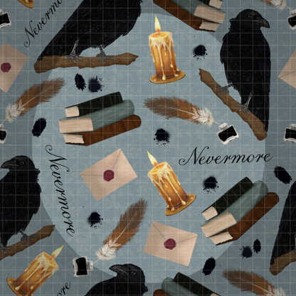 Nevermore Seamless Hand Drawn Digital Pattern | 300 DPI PNG | Instant Download |Edgar Allan Poe | The Raven