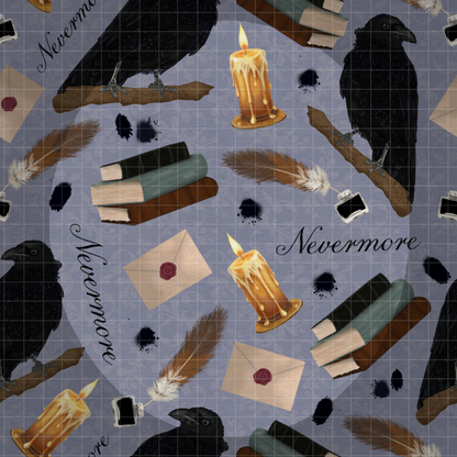 Nevermore Seamless Hand Drawn Digital Pattern | 300 DPI PNG | Instant Download |Edgar Allan Poe | The Raven