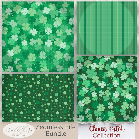 Clover Patch Complete Collection Bundle Seamless Hand Drawn Digital Pattern | 300 DPI PNG | Instant Download