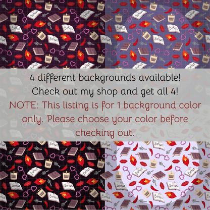 My Smutty Valentine Seamless Hand Drawn Digital Pattern | 300 DPI PNG | Instant Download | 4 background colors | Dark Romance