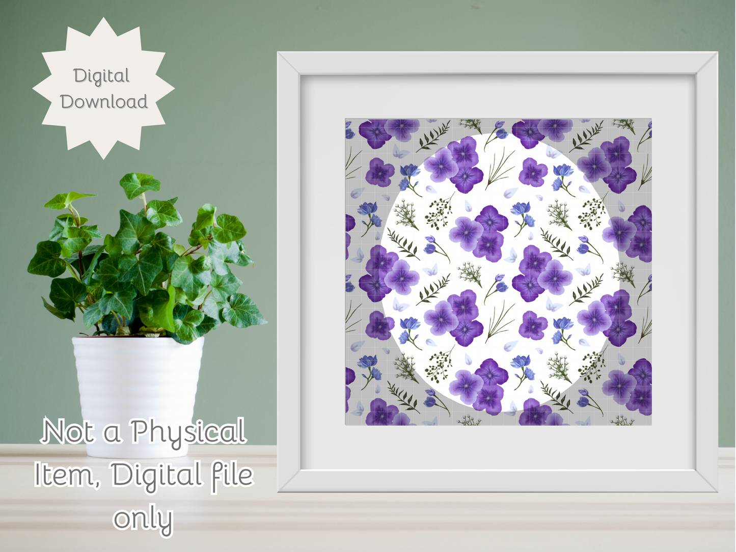 Amethyst Meadows white background Seamless PNG 20oz Skinny Tumbler Wrap | Sublimation 300 DPI Straight Tumbler Wrap | PNG Digital Wrap Digital Download