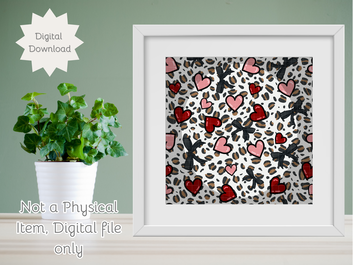 Leopards and Hearts Seamless PNG 20oz Skinny Tumbler Wrap | Sublimation 300 DPI Straight Tumbler Wrap | PNG Digital Wrap Digital Download
