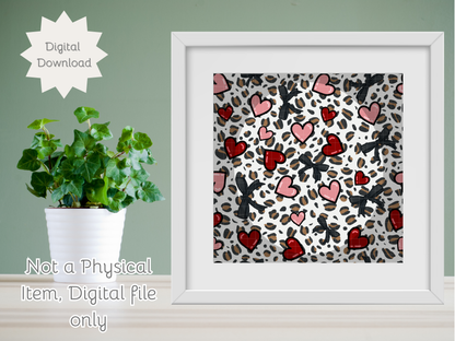 Leopards and Hearts Seamless PNG 20oz Skinny Tumbler Wrap | Sublimation 300 DPI Straight Tumbler Wrap | PNG Digital Wrap Digital Download