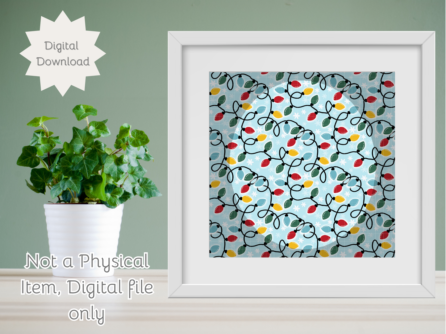 Retro Christmas Lights Seamless PNG 20oz Skinny Tumbler Wrap | Sublimation 300 DPI Straight Tumbler Wrap | PNG Digital Wrap Digital Download