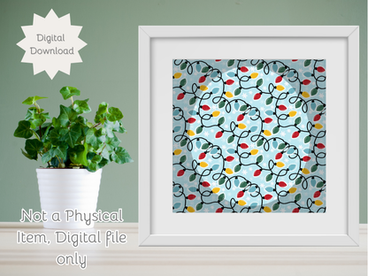 Retro Christmas Lights Seamless PNG 20oz Skinny Tumbler Wrap | Sublimation 300 DPI Straight Tumbler Wrap | PNG Digital Wrap Digital Download