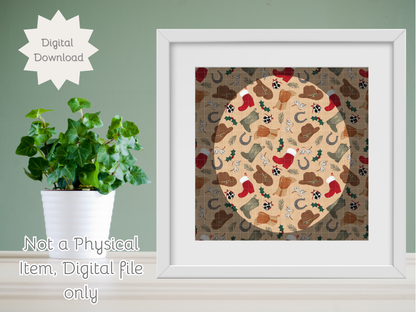 Western Christmas Seamless PNG 20oz Skinny Tumbler Wrap | Sublimation 300 DPI Straight Tumbler Wrap | PNG Digital Wrap Digital Download