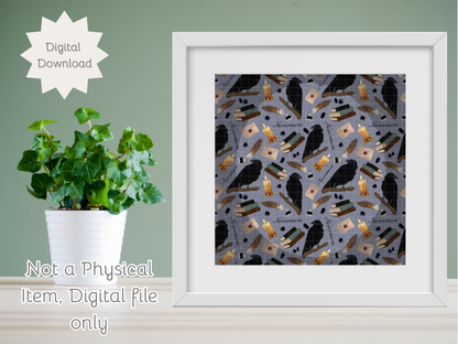 Nevermore Seamless PNG 20oz Skinny Tumbler Wrap | Sublimation 300 DPI Straight Tumbler Wrap | PNG Digital Wrap Digital Download