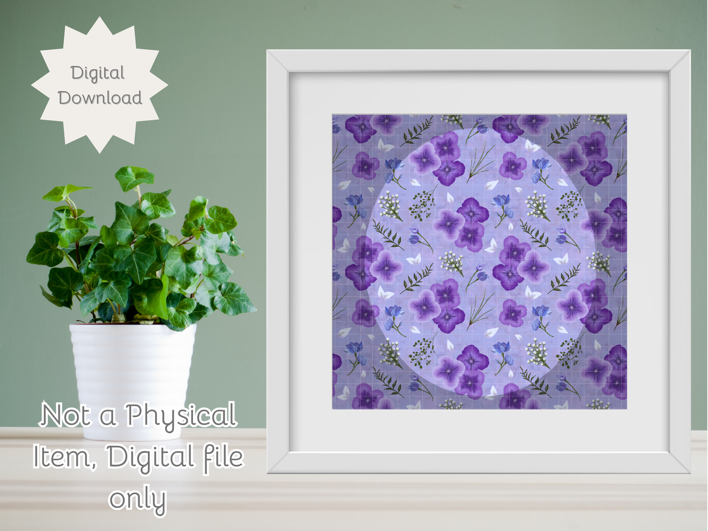 Amethyst Meadows purple background Seamless PNG 20oz Skinny Tumbler Wrap | Sublimation 300 DPI Straight Tumbler Wrap | PNG Digital Wrap Digital Download