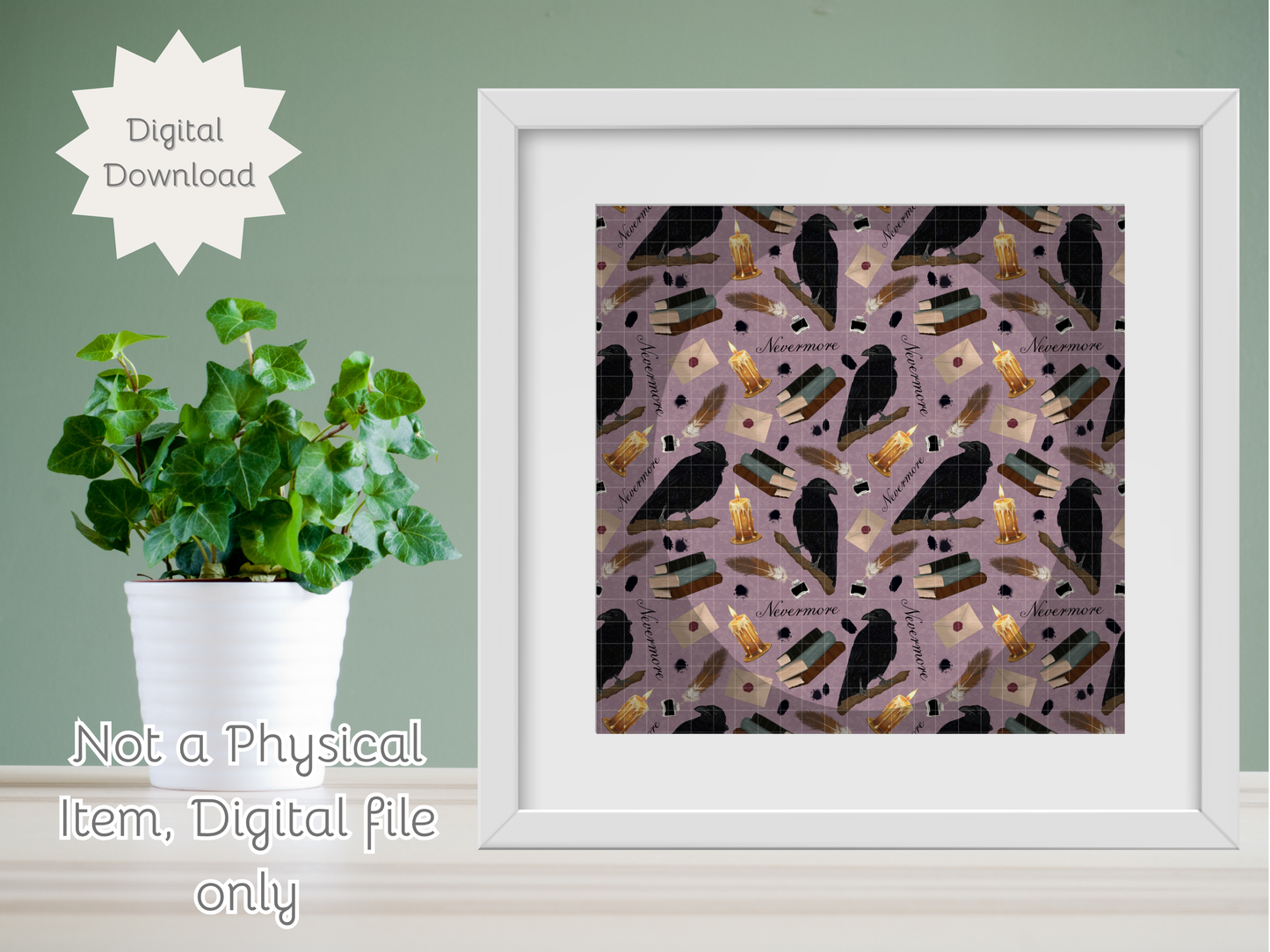 Nevermore Seamless PNG 20oz Skinny Tumbler Wrap | Sublimation 300 DPI Straight Tumbler Wrap | PNG Digital Wrap Digital Download