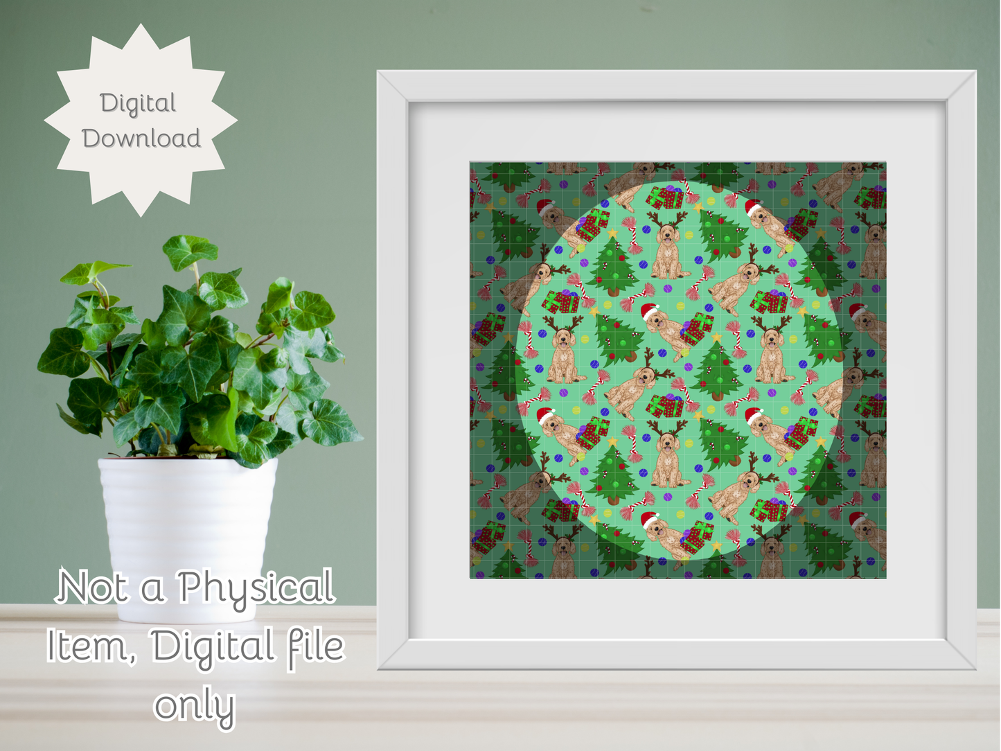 Goldendoodle Christmas Seamless PNG 20oz Skinny Tumbler Wrap | Sublimation 300 DPI Straight Tumbler Wrap | PNG Digital Wrap Digital Download