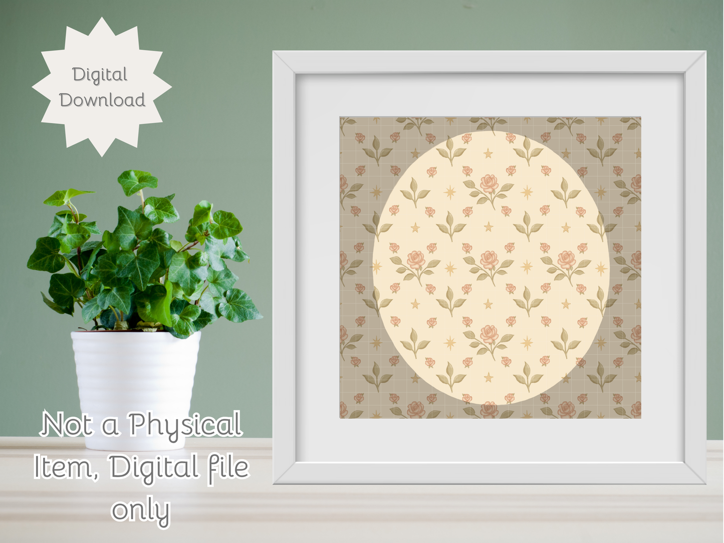 Roses and Stars Vintage Seamless PNG 20oz Skinny Tumbler Wrap | Sublimation 300 DPI Straight Tumbler Wrap | PNG Digital Wrap Digital Download