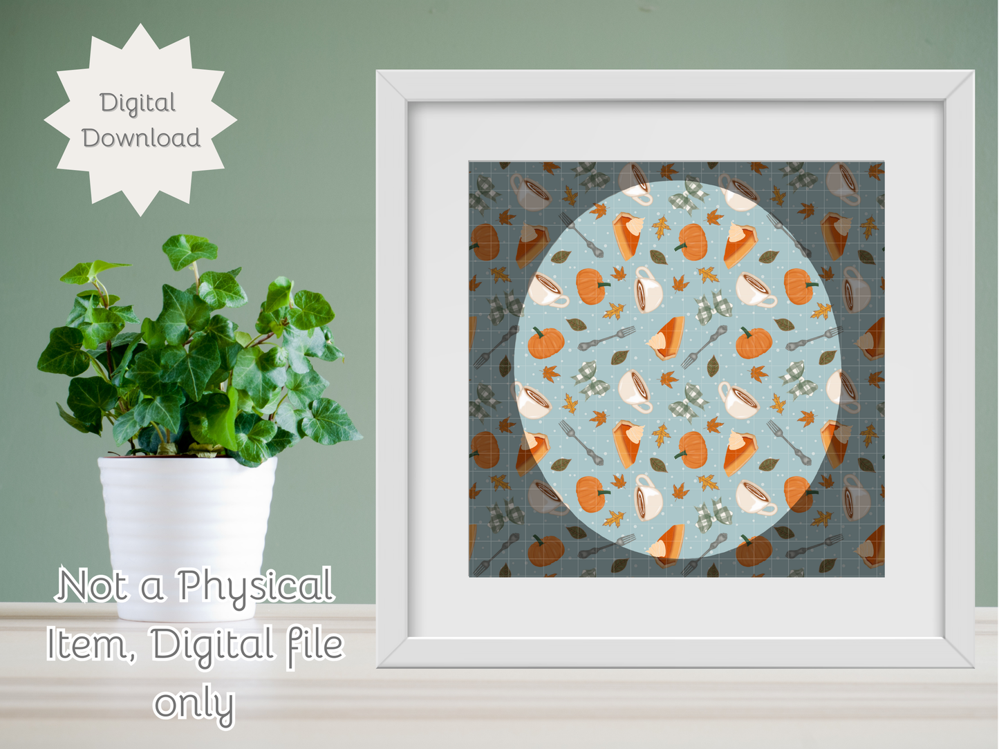 Pumpkin Pie and Coffee Seamless PNG 20oz Skinny Tumbler Wrap | Sublimation 300 DPI Straight Tumbler Wrap | PNG Digital Wrap Digital Download