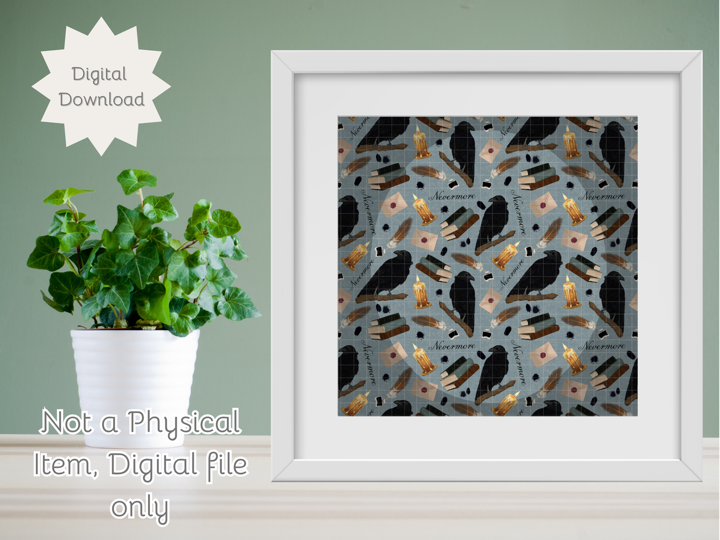 Nevermore Seamless PNG 20oz Skinny Tumbler Wrap | Sublimation 300 DPI Straight Tumbler Wrap | PNG Digital Wrap Digital Download