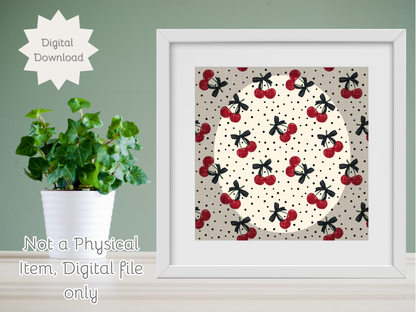 Polka Dots and Cherries Seamless PNG 20oz Skinny Tumbler Wrap | Sublimation 300 DPI Straight Tumbler Wrap | PNG Digital Wrap Digital Download