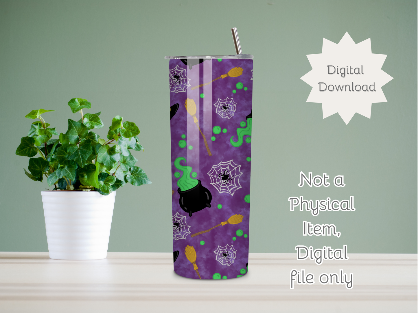 Witches Brew Seamless PNG 20oz Skinny Tumbler Wrap | Sublimation 300 DPI Straight Tumbler Wrap | PNG Digital Wrap Digital Download
