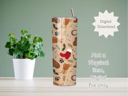 Western Christmas Seamless PNG 20oz Skinny Tumbler Wrap | Sublimation 300 DPI Straight Tumbler Wrap | PNG Digital Wrap Digital Download