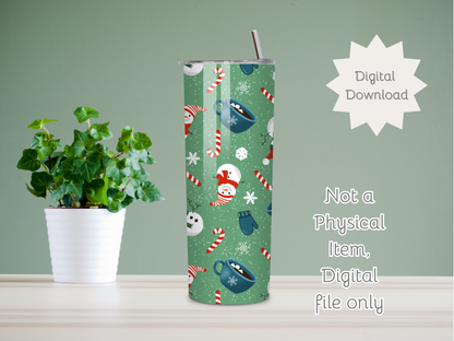 Snow Day Seamless PNG 20oz Skinny Tumbler Wrap | Sublimation 300 DPI Straight Tumbler Wrap | PNG Digital Wrap Digital Download