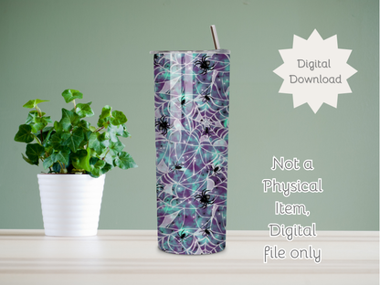 Spooky Spider Webs Seamless PNG 20oz Skinny Tumbler Wrap | Sublimation 300 DPI Straight Tumbler Wrap | PNG Digital Wrap Digital Download