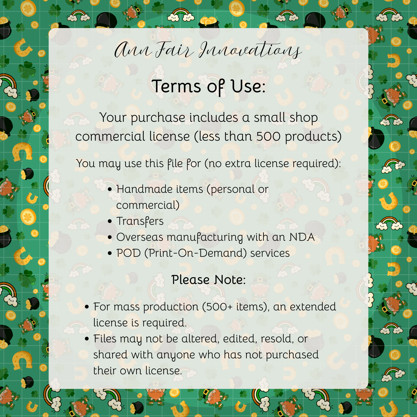 Leprechaun Dreams Complete Collection Bundle Seamless Hand Drawn Digital Pattern | 300 DPI PNG | Instant Download