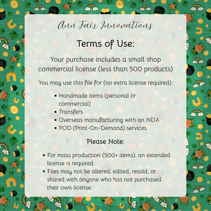 Leprechaun Dreams Complete Collection Bundle Seamless Hand Drawn Digital Pattern | 300 DPI PNG | Instant Download