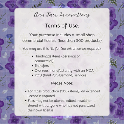 Amethyst Meadows purple background Seamless Hand Drawn Digital Pattern | 300 DPI PNG | Instant Download