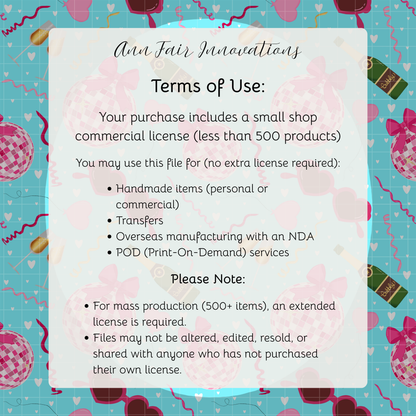 Disco Valentine Seamless Hand Drawn Digital Pattern | 300 DPI PNG | Instant Download