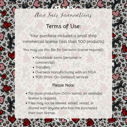 Leopards and Hearts Seamless Hand Drawn Digital Pattern | 300 DPI PNG | Instant Download