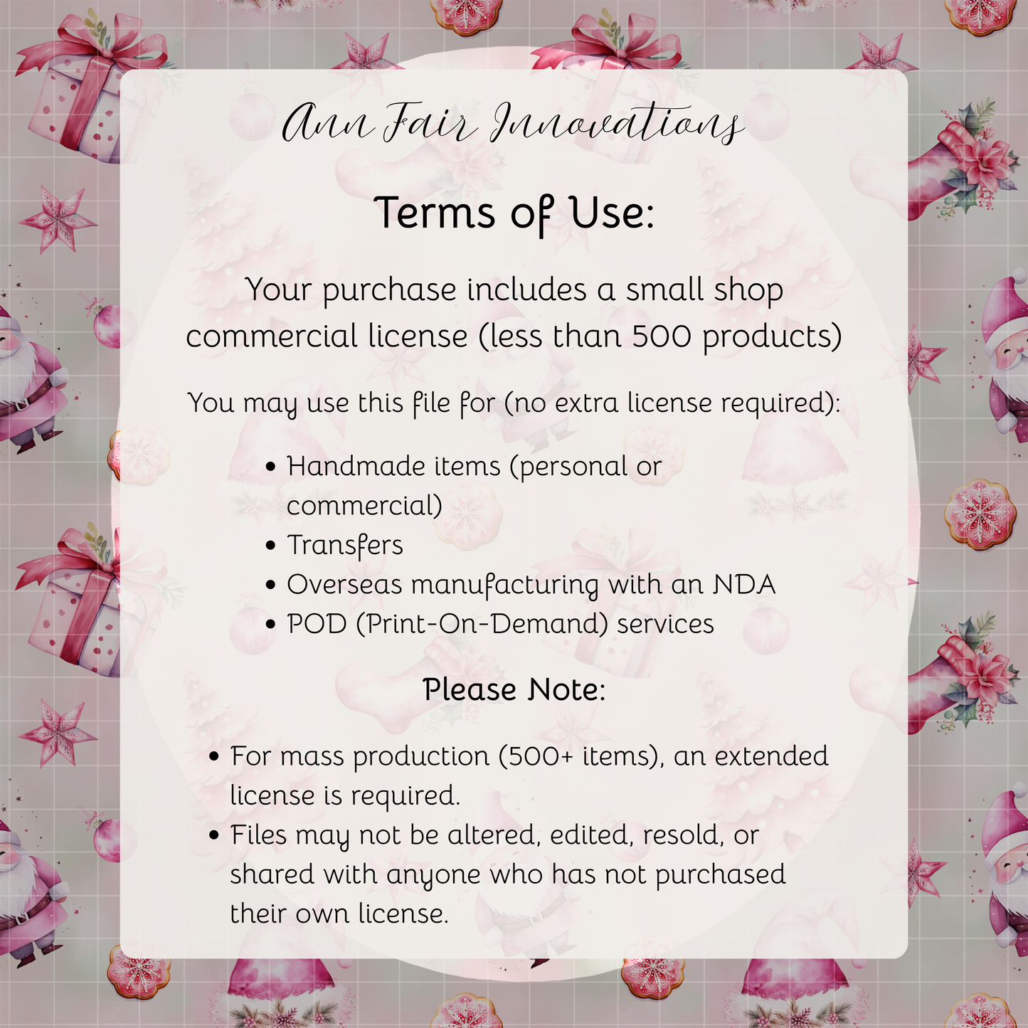 Pink Christmas Seamless Hand Drawn Digital Pattern | 300 DPI PNG | Instant Download