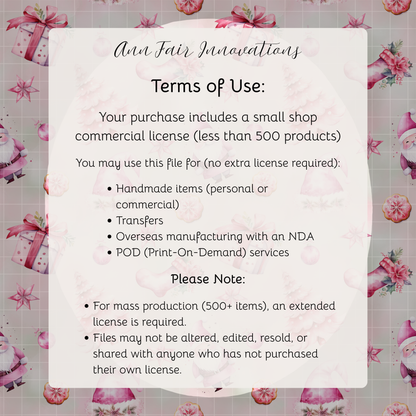 Pink Christmas Seamless Hand Drawn Digital Pattern | 300 DPI PNG | Instant Download