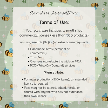 Bees and Daisies Seamless Hand Drawn Digital Pattern | 300 DPI PNG | Instant Download