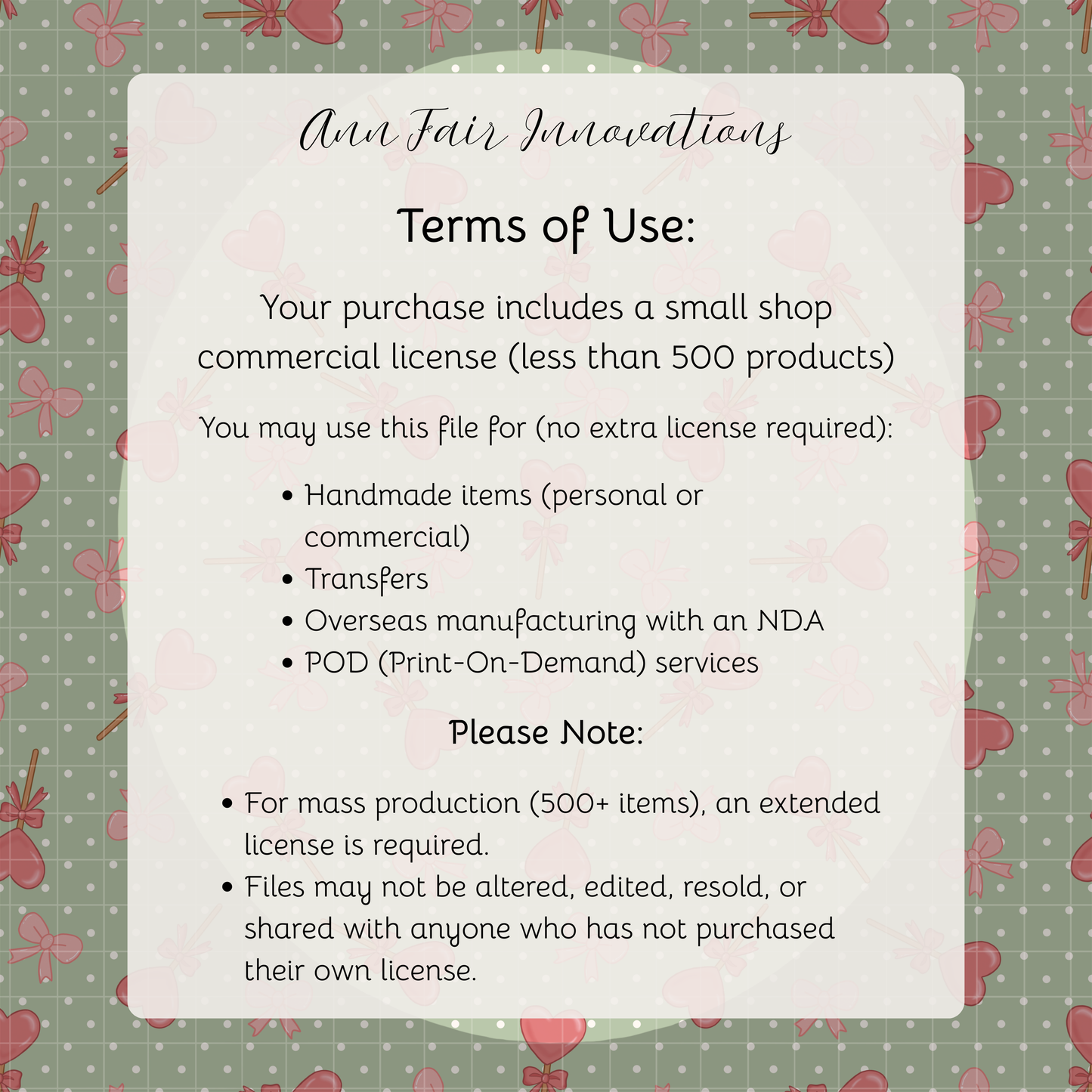 Lollipops and Bows Seamless Hand Drawn Digital Pattern | 300 DPI PNG | Instant Download